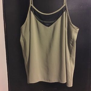 Black and green mesh tank top